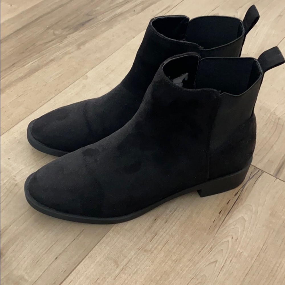 Black suede high ankle booties